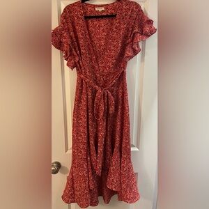 Red floral wrap dress, size medium, Max Studio brand ✨